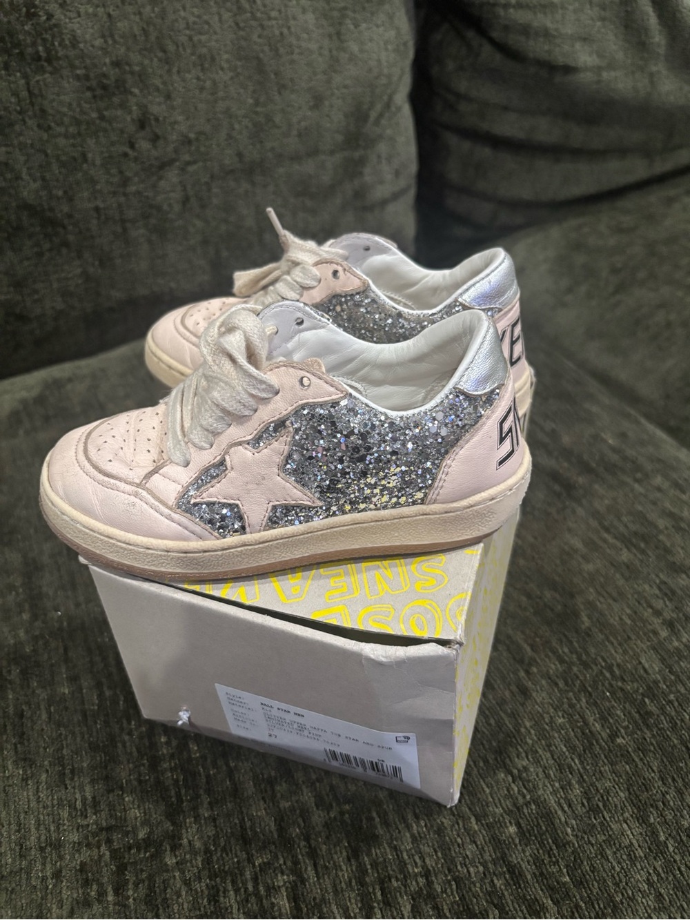 Golden Goose Kids Glitter Sneakers Size 27 /US10 Made in Italy Pink/Silver - Picture 4 of 9